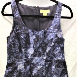 Michaels Kors Abstract Blue/White/Black Tie Dye Sheath Dress Size 10P